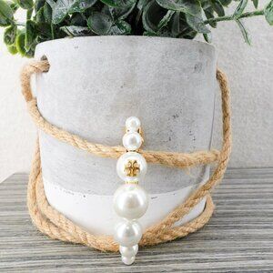 Tory Burch Logo Pearl Hair Clip White OS